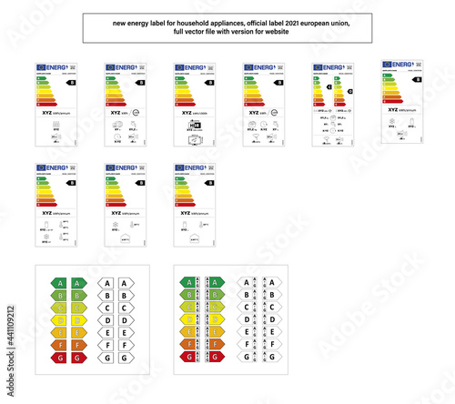 new energy label for household appliances, official label 2021 european union,
full vector file with version for website