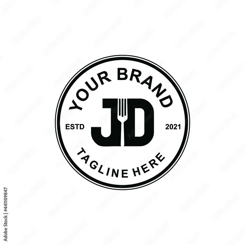 letter jd with fork for restaurant logo design creative idea letter jd with fork for restaurant logo design creative idea