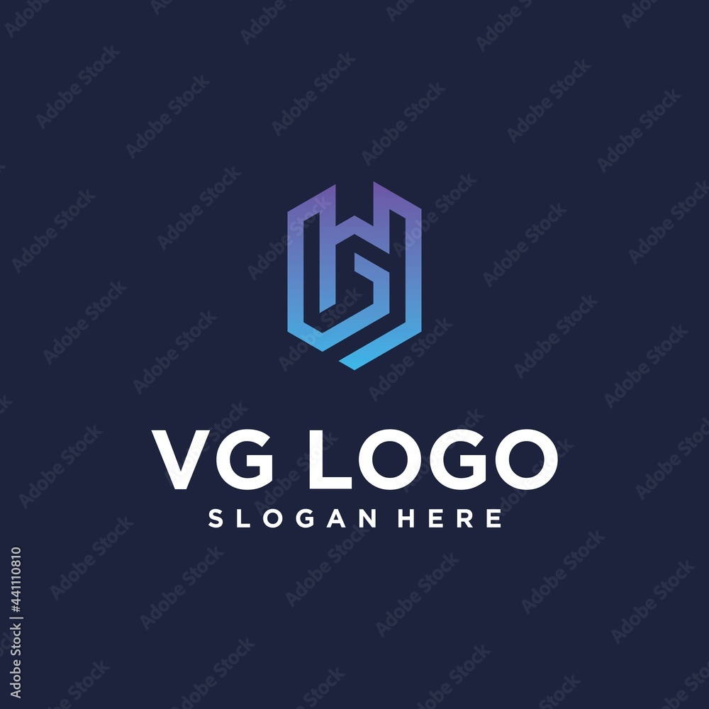 design template, abstract minimalist v.g letter initial logo in trendy style
