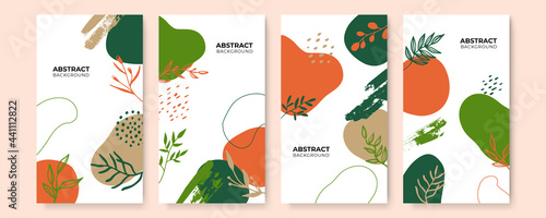 Creative hard paint cover design backgrounds vector. Minimal trendy style organic shapes pattern with copy space for text design for invitation, Party card,Social Highlight Covers and stories page
