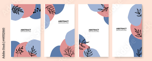 Creative hard paint cover design backgrounds vector. Minimal trendy style organic shapes pattern with copy space for text design for invitation, Party card,Social Highlight Covers and stories page