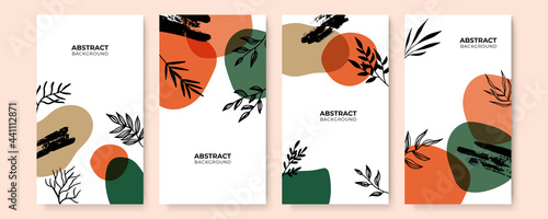 Creative hard paint cover design backgrounds vector. Minimal trendy style organic shapes pattern with copy space for text design for invitation, Party card,Social Highlight Covers and stories page