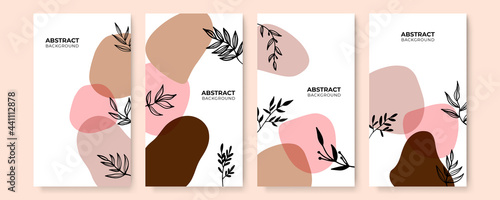 Creative hard paint cover design backgrounds vector. Minimal trendy style organic shapes pattern with copy space for text design for invitation, Party card,Social Highlight Covers and stories page