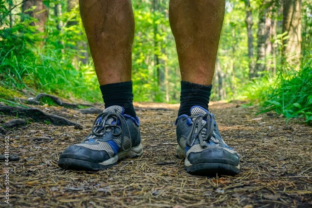 Traveler's feet on the trail