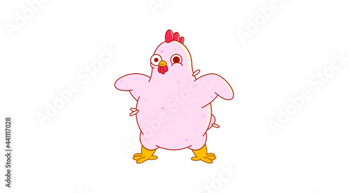 Funny plucked chicken. Isolated vector image in eps format.
