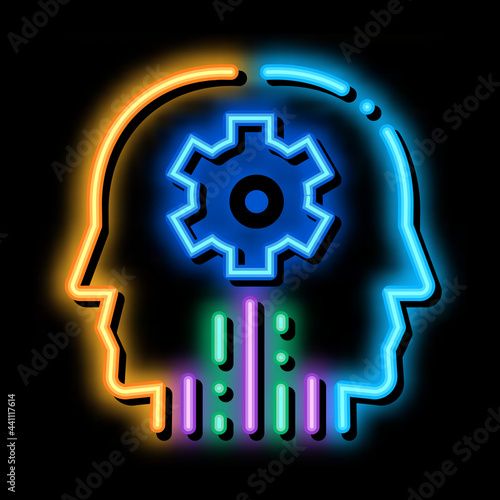 cerebral hemisphere settings neon light sign vector. Glowing bright icon cerebral hemisphere settings sign. transparent symbol illustration