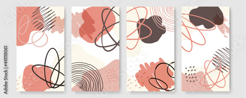 Abstract brush bohemian boho Scandinavian trendy universal artistic background templates. Good for cover, invitation, banner, placard, brochure, poster, card, flyer and other.
