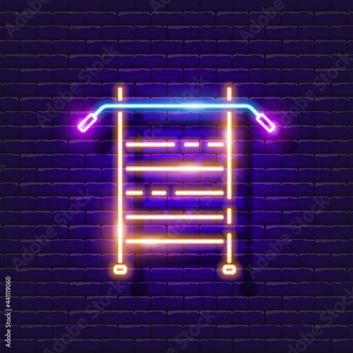 Swedish wall neon icon. Gym concept. Vector illustration for design. Exercise machine sign.