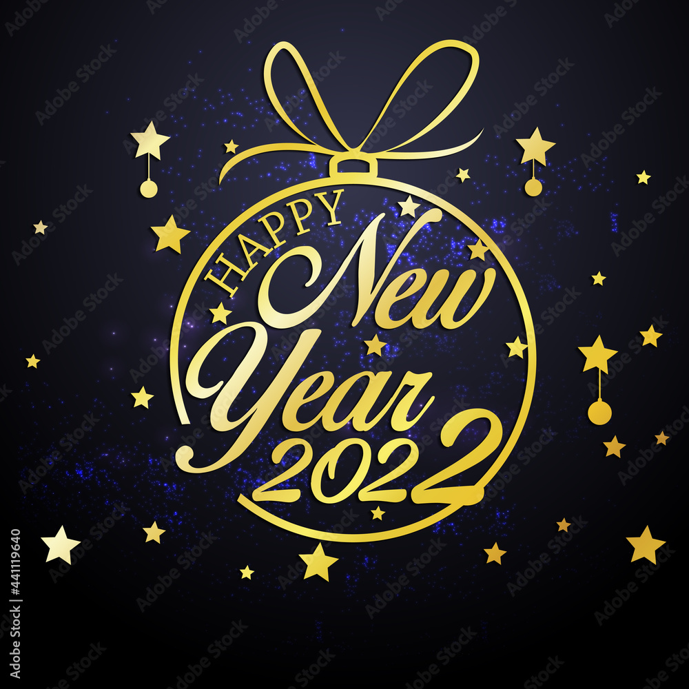 Fototapeta premium Happy New Year 2022 Lettering . Holiday Vector Illustration.