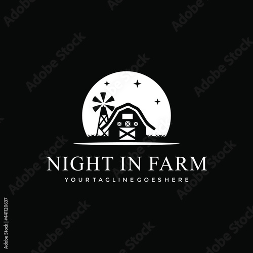 barn silhouette in night logo design creative idnspiration