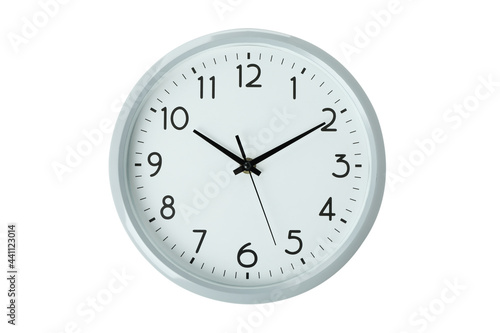 Gray standard clock isolated on white background