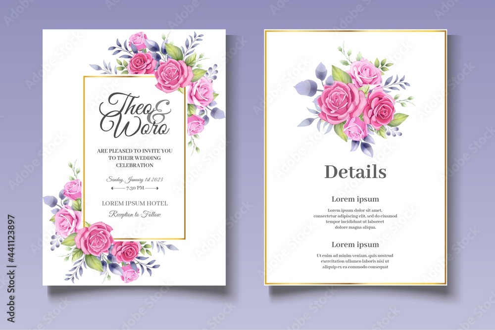 Beautiful floral wreath invitation Card Template