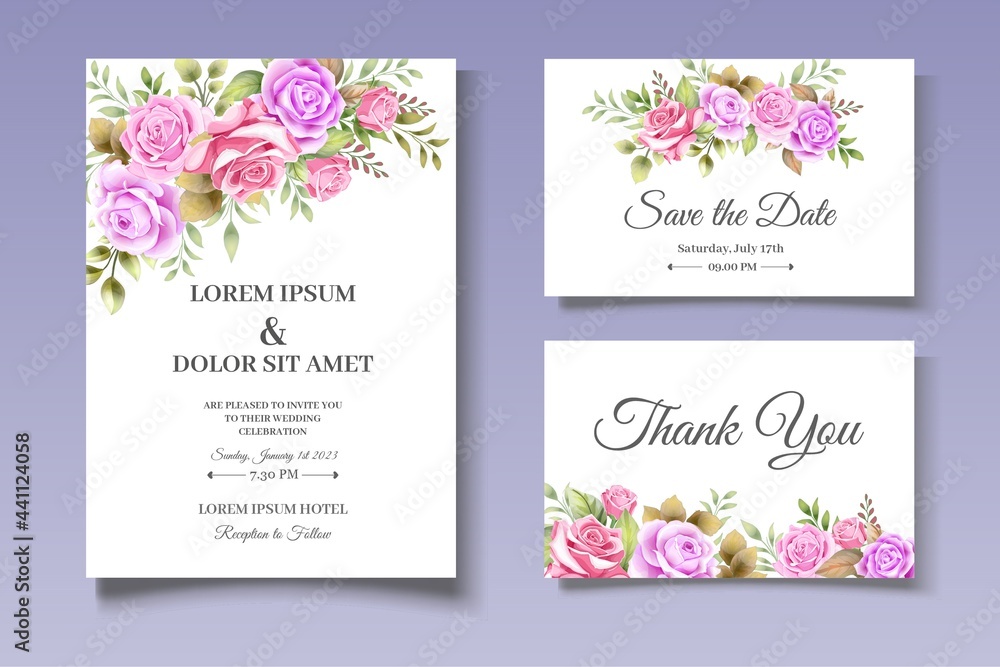 Beautiful floral wreath invitation Card Template