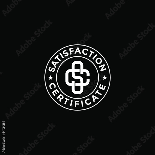Initials Monogram SC CS Vintage Retro Stamp Label logo design