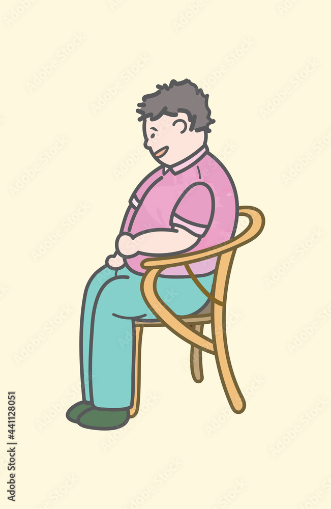 Happy talking casual man sitting on a armchair in vector illustration art design Happy talking casual man sitting on a armchair in vector illustration art design
