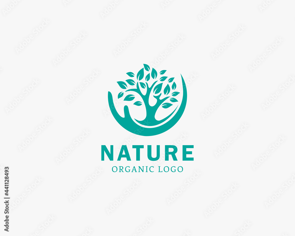 Nature logo tree creative care logo design concept
