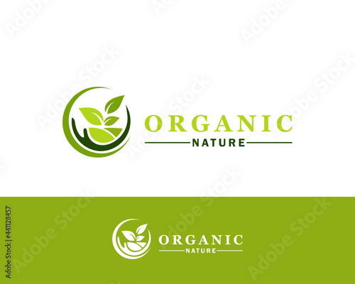 organic logo creative nature herbal care design concept