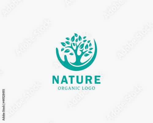 Nature logo tree creative care logo design concept