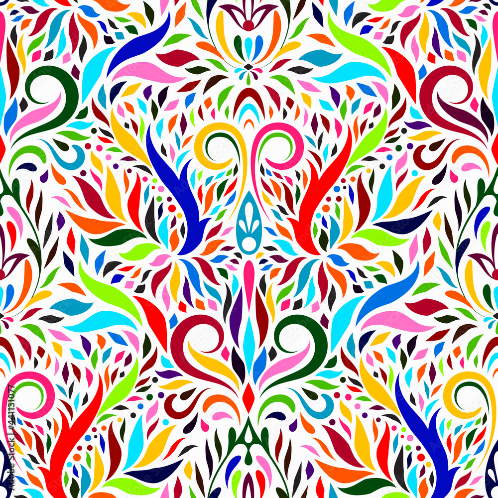 Vector Floral Seamless Otomi Pattern. Vector Floral Seamless Otomi Pattern.