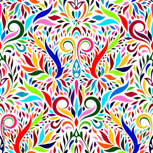 Vector Floral Seamless Otomi Pattern.