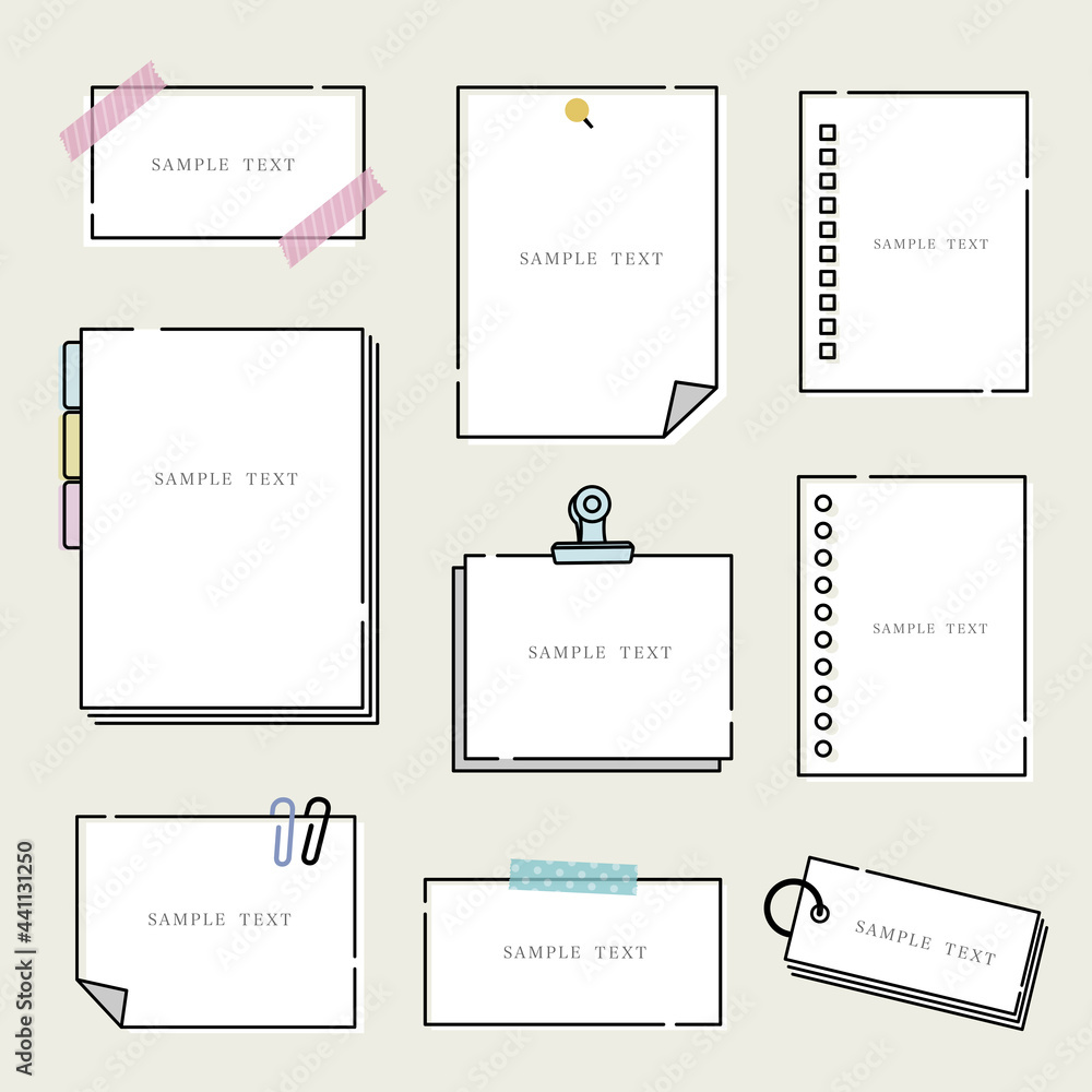 シンプル線画 メモ素材 Vector Eps Stock Vector Adobe Stock