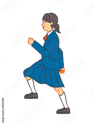 登る女子学生のイラスト