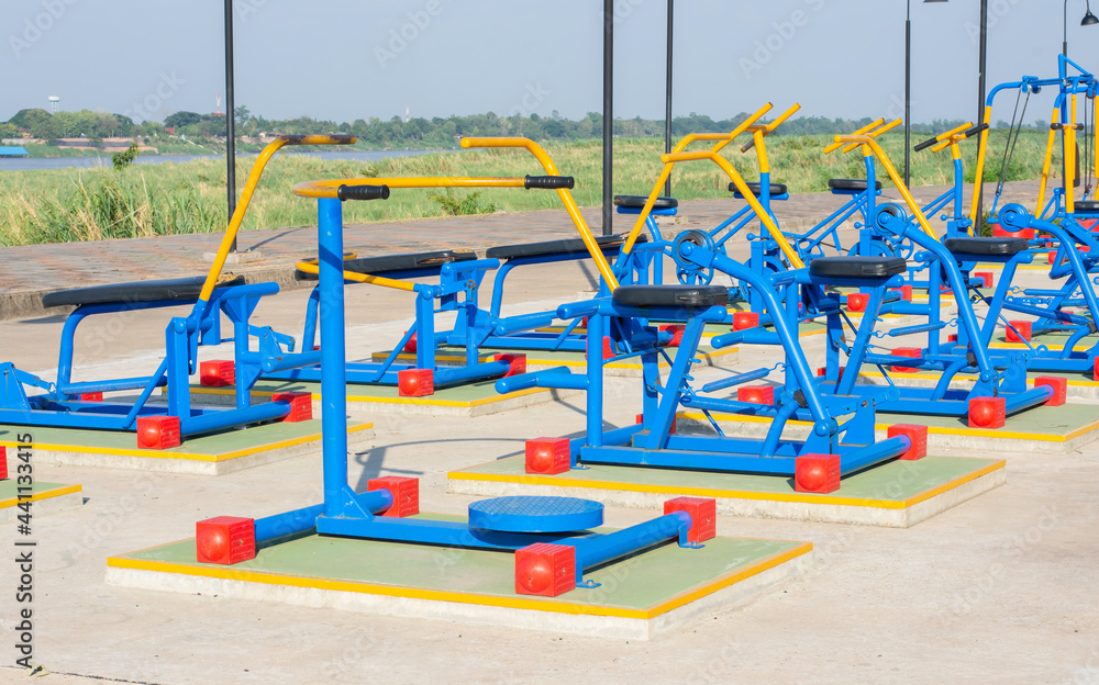 Outdoor exercise equipment . Exercise in the park . Outdoor exercise equipment . Exercise in the park .