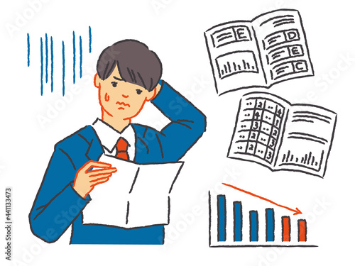 成績表の結果が悪かった男子学生