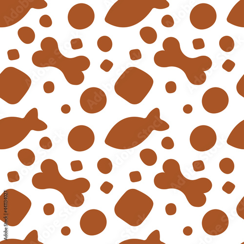 Cat and dog dry food seamless pattern. Pet food endless background. Part of set.
