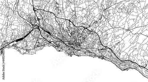 Urban vector city map of Lausanne, Switzerland, Europe