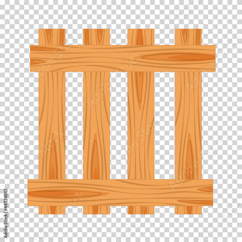 Wood farmer's fence. Wooden plaque and crossed boards isolated on transparent background. Vector illustration