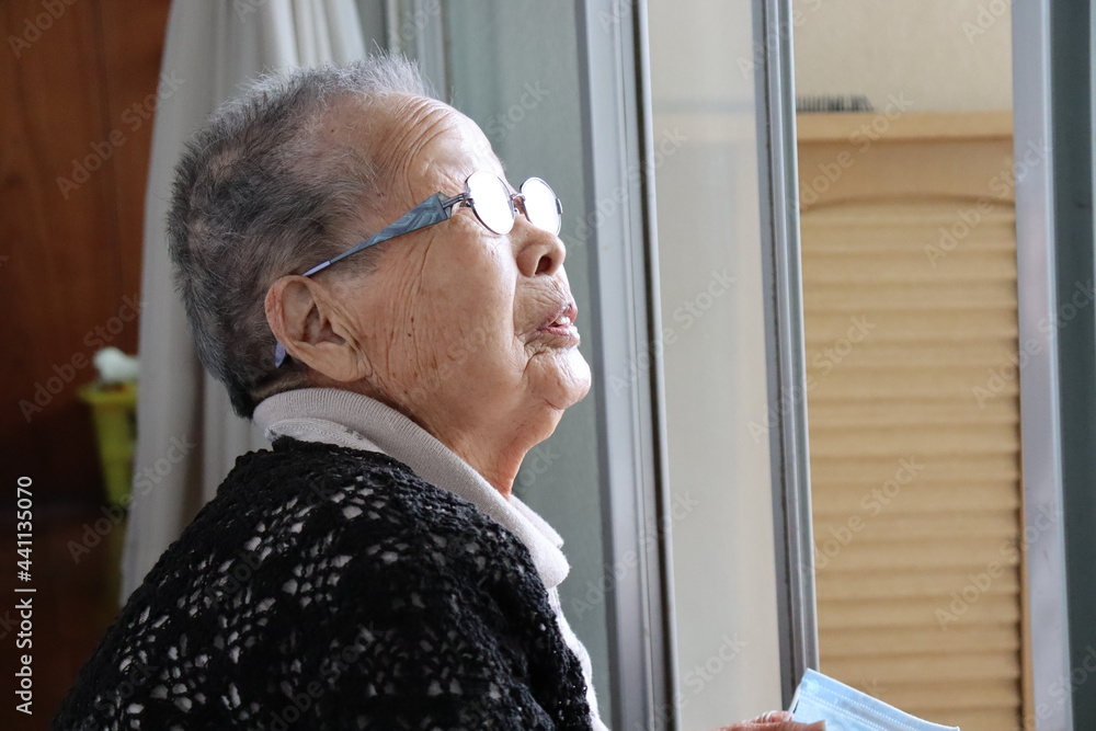 Fototapeta premium 高齢者の未来、縁側で自由な時間