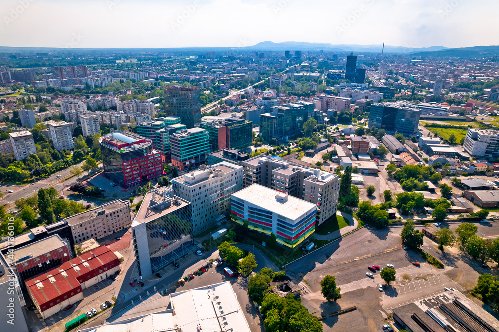City of Zagreb Radnicka business district aerial view