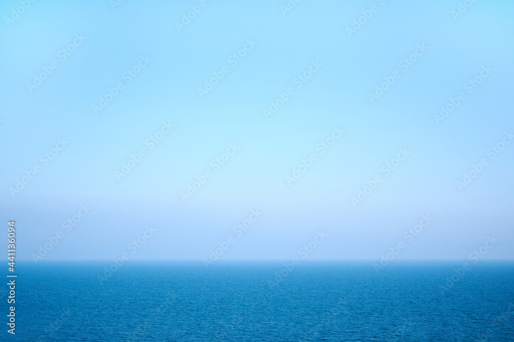 Bright blue sea and skyline landscape view