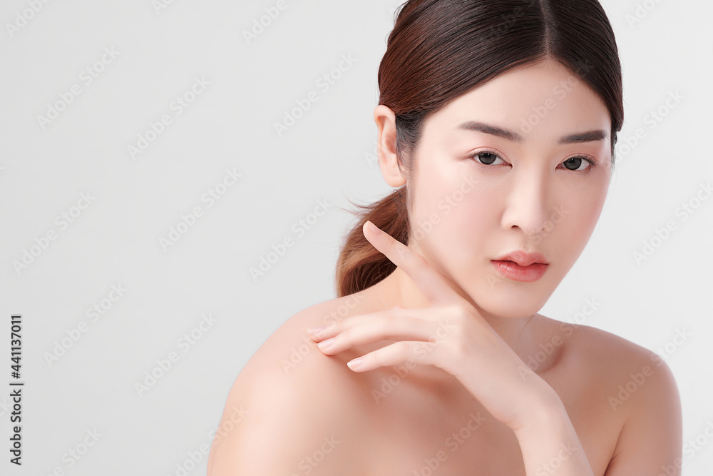 Beautiful young asian woman with clean fresh skin on white background, Face care, Facial treatment, Cosmetology, beauty and spa, Asian women portrait. Beautiful young asian woman with clean fresh skin on white background, Face care, Facial treatment, Cosmetology, beauty and spa, Asian women portrait.