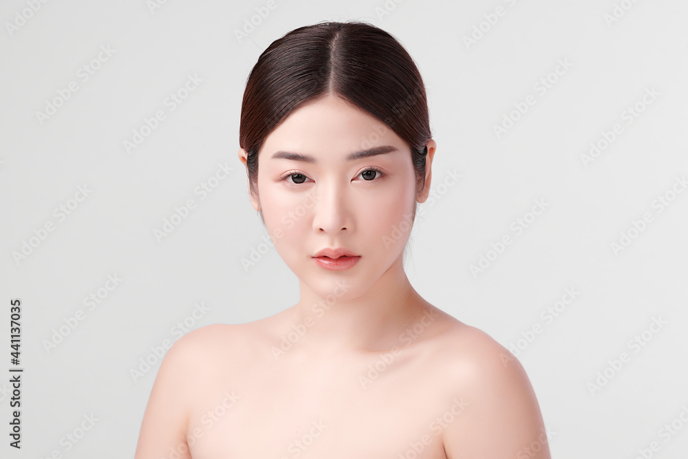 Beautiful young asian woman with clean fresh skin on white background, Face care, Facial treatment, Cosmetology, beauty and spa, Asian women portrait. Beautiful young asian woman with clean fresh skin on white background, Face care, Facial treatment, Cosmetology, beauty and spa, Asian women portrait.