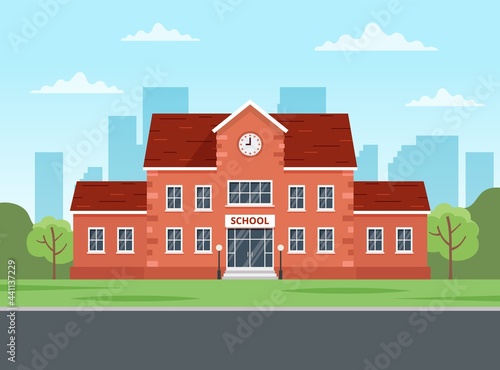 School building. Back to school concept, cute colorful vector illustration in flat style