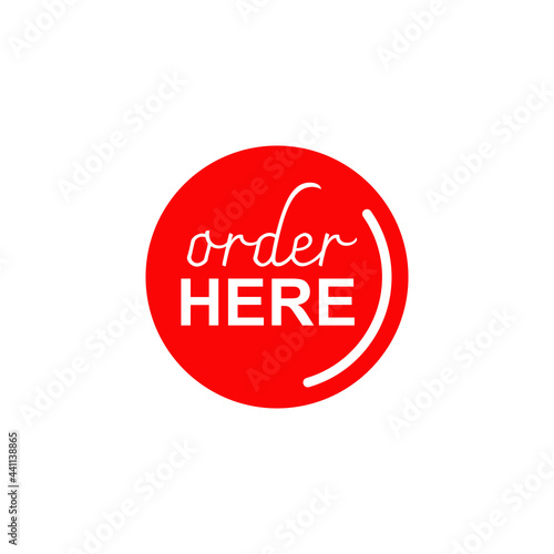 Order here sign logo design template