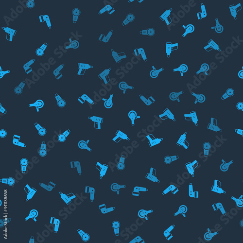 Set Electric sander, cordless screwdriver, Angle grinder and on seamless pattern. Vector