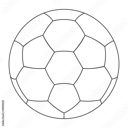 Soccer ball. Sketch. Sports equipment for the European Championship. Vector illustration. Coloring book for children. Outline on an isolated white background. Doodle style. 