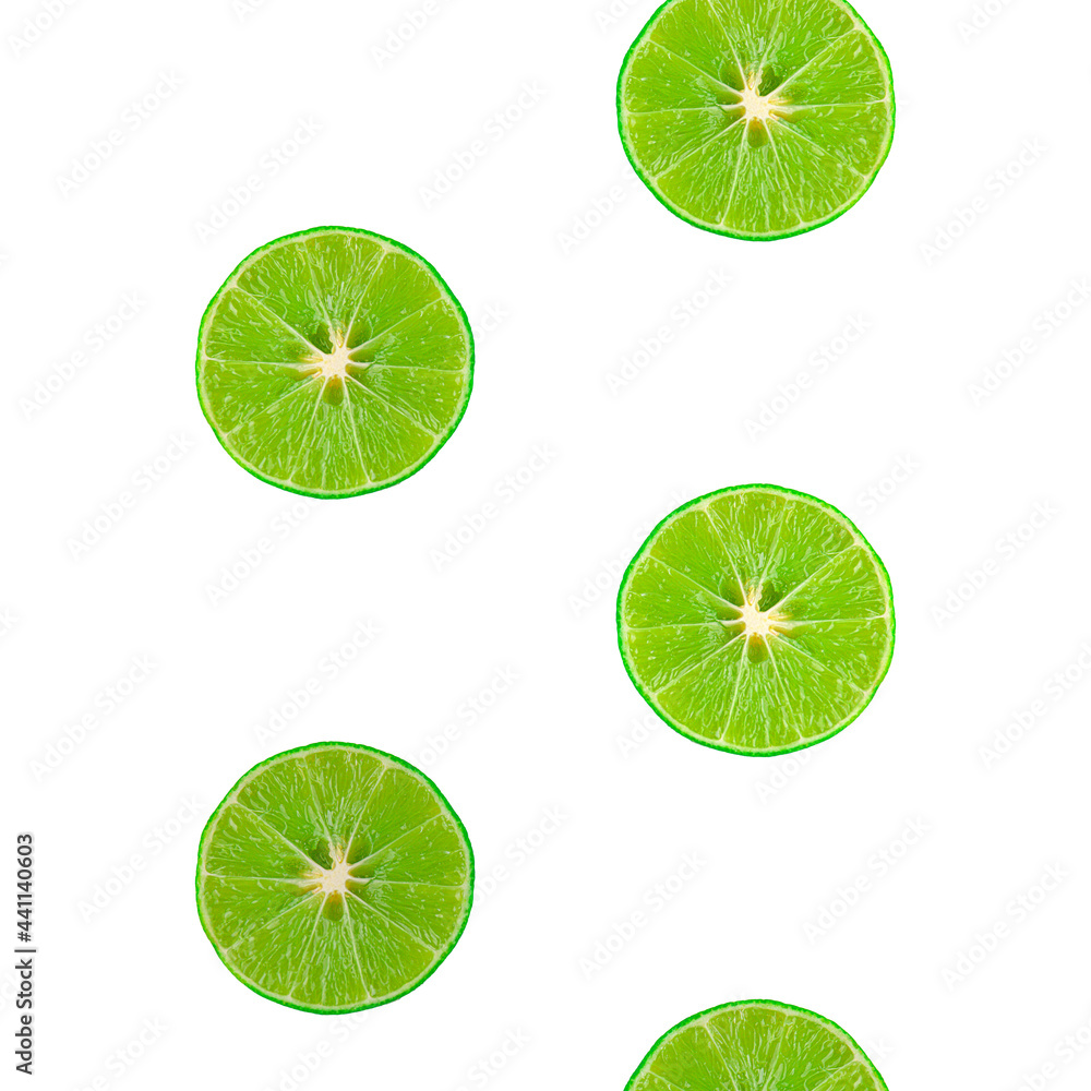 sliced lime isolated on white background. Top view. sliced lime isolated on white background. Top view.