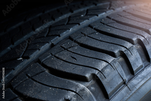 Car tyre close up.