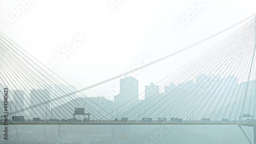 Fototapeta Naklejka Na Ścianę i Meble -  Road bridge over the strait in Hong Kong 