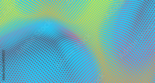 Background with convex forms. Grid surface. Vibrant trendy texture, with blending colors. 3d network design with particles. Can be used for advertising, marketing or presentation.