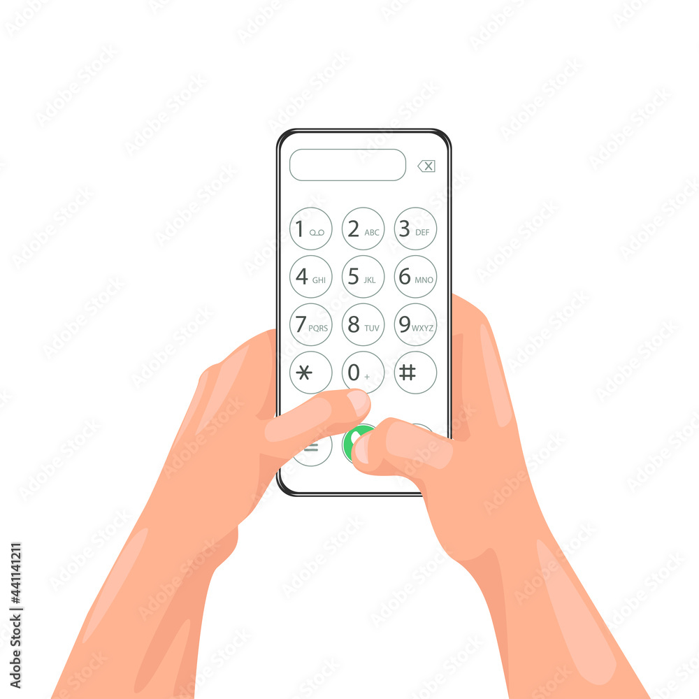 Dialing a number on a phone, calling with smartphone. Hand holding phone, gadget in hand. Dialing a number on a phone, calling with smartphone. Hand holding phone, gadget in hand.