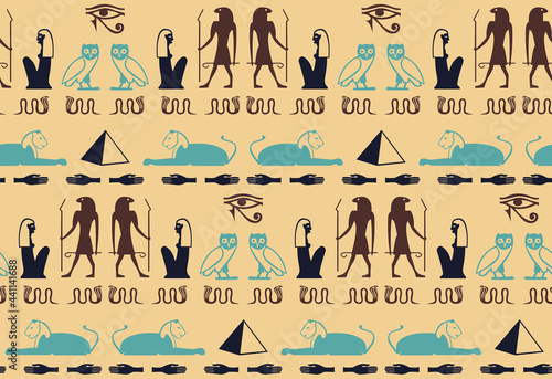 Ethnic egyptian hieroglyphics script elements
