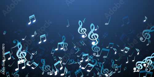 Music notes flying vector illustration. Audio