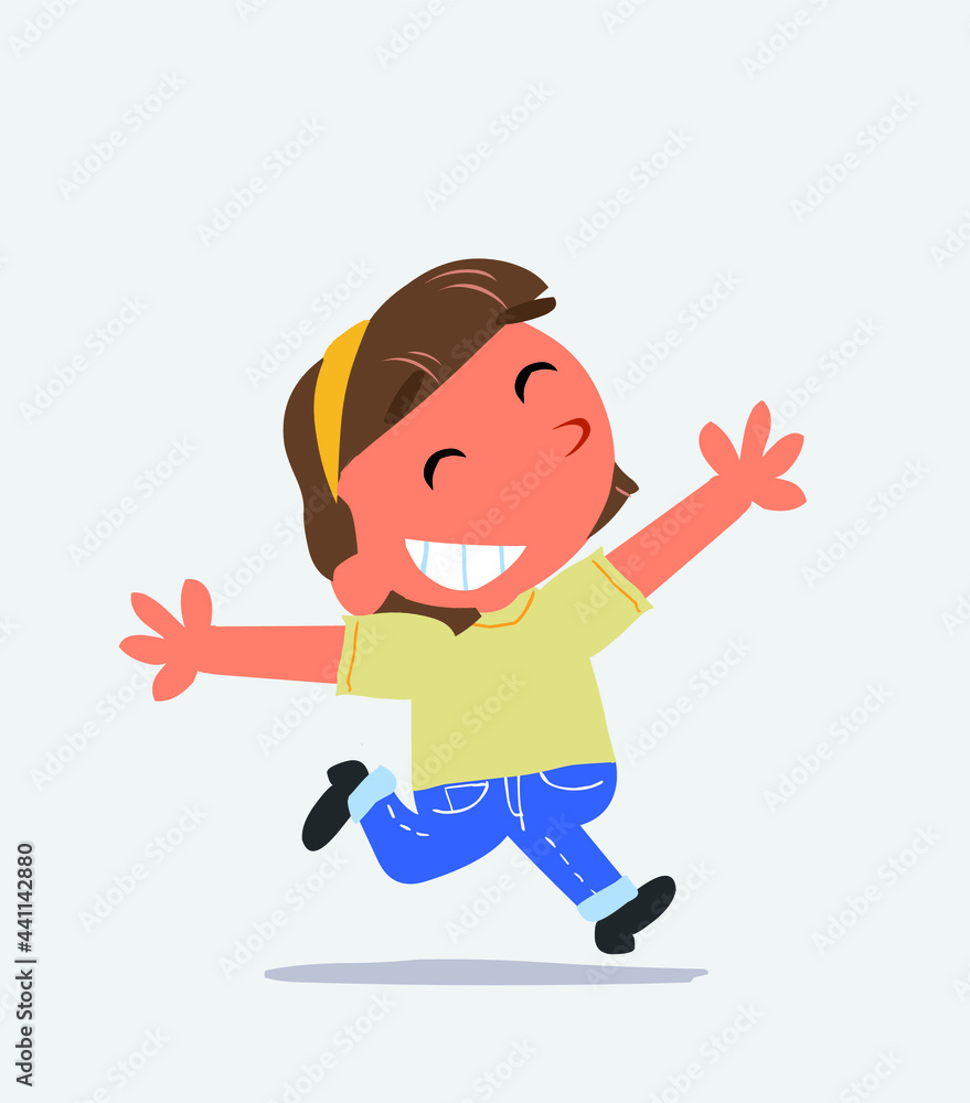 cartoon of little girl on jeans running euphoric cartoon of little girl on jeans running euphoric