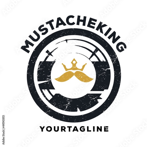 Vintage retro logo mustache king for barbershop