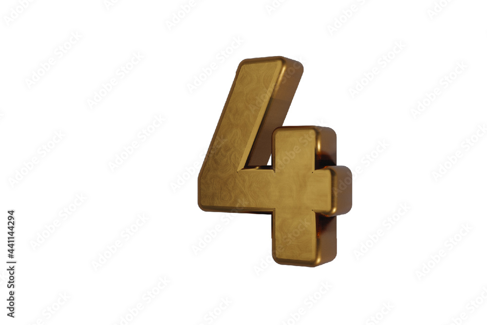 Obraz premium Digit number alphabet golden metallic glossy letter. 3d rendering illustration